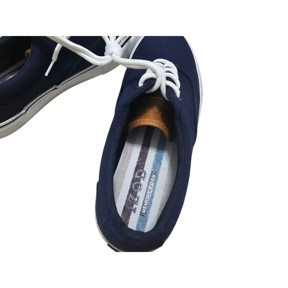 IZOD Men's Rangley Canvas Memory Foam Lace Up Sneaker Navy 8